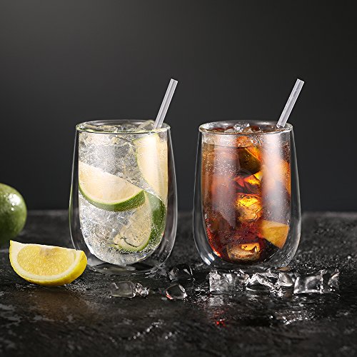 Glastal 350ml Vaso de Vidrio de Borosilicato de Aislamiento Térmico de Doble Pared para Café, Leche, Té y Más, Conjunto de 2