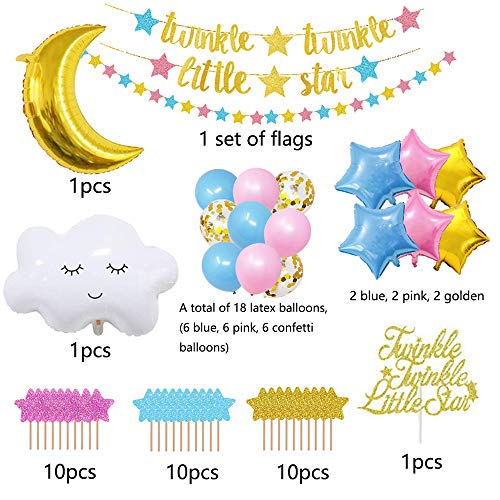 Glitter Glitter Decoraciones para fiestas pequeñas estrellas, tema de género Revelación Suministros para fiestas y decoraciones para decoraciones de fiesta de Baby Shower para niño o niña