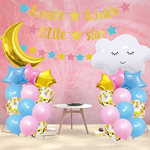 Glitter Glitter Decoraciones para fiestas pequeñas estrellas, tema de género Revelación Suministros para fiestas y decoraciones para decoraciones de fiesta de Baby Shower para niño o niña
