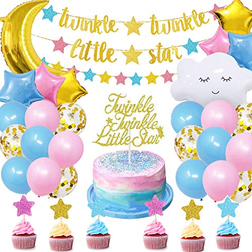 Glitter Glitter Decoraciones para fiestas pequeñas estrellas, tema de género Revelación Suministros para fiestas y decoraciones para decoraciones de fiesta de Baby Shower para niño o niña