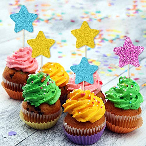 Glitter Glitter Decoraciones para fiestas pequeñas estrellas, tema de género Revelación Suministros para fiestas y decoraciones para decoraciones de fiesta de Baby Shower para niño o niña