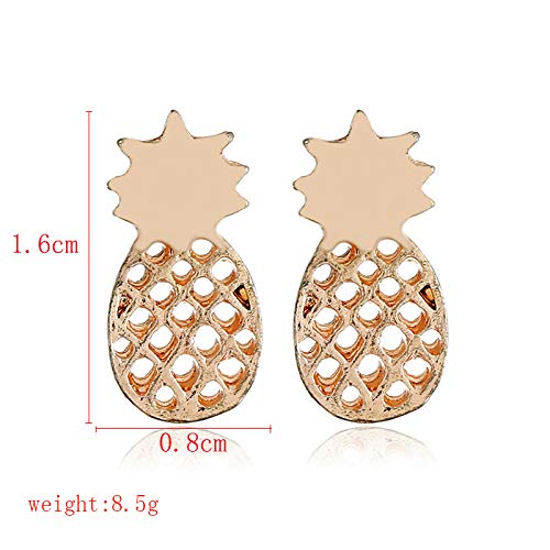 GLJIJID Pendientes De Moda A La Moda con Sabor A Piña, Temperamento Simple Personalidad Salvaje Aretes De Fruta KC Oro