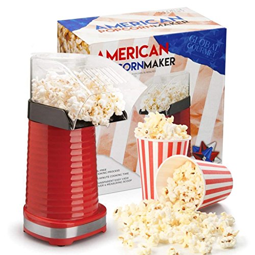 Global Gourmet máquina de las palomitas 1200W | Máquina de palomitas de maíz gourmet | El mejor dispositivo de palomitas de maíz: sin grasa y saludable