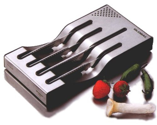 Global Set de 4 Cuchillos (GSF-15, pelador, 8cm, GSF-16, pelador, 6cm, GSF-17, pelador, 6cm y GSF-22, utilitario, 11cm), G-88/1523