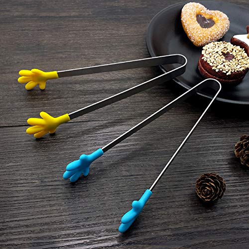 Globaldream 4 piezas de pinzas para hielo pinzas para azúcar mini pinzas para servir de silicona y 2 piezas de cuchara para hielo de acero inoxidable, para la fiesta de té, cafetería, cocina