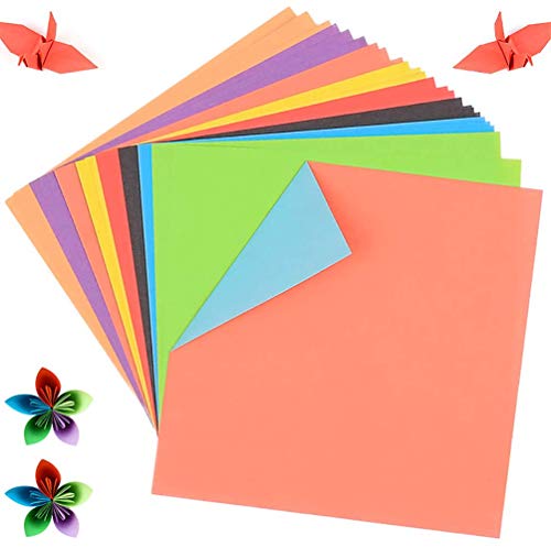 GLOBALDREAM Papel de Origami, 200 Hojas Origami Papel 15x15 Papiroflexia Doble Cara de Papel para Decoracion de Fiesta de Inicio de Juguete de Los Ninos