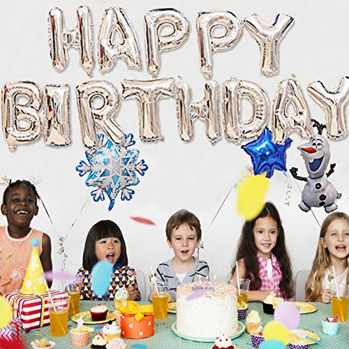 Globo Frozen - YUESEN 26PCS Decoración de fiesta de cumpleaños Globo de papel azul con copo de nieve Decoraciones colgantes Fiesta Deco Globos de látex Fiesta Boda Cumpleaños