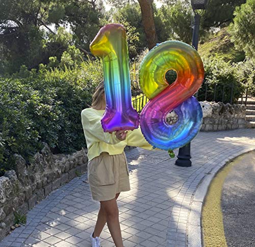 Globo Gigante Multicolor Numero de Cumpleãnos 0 I 101 CM Globo Años I Globo Numero 0 I Decoracion Fiesta Cumpleaños Niños I Globos Numeros Gigantes para Fiestas I Hinchar con helio o aire (Numero 0)