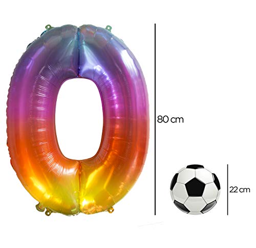 Globo Gigante Multicolor Numero de Cumpleãnos 0 I 101 CM Globo Años I Globo Numero 0 I Decoracion Fiesta Cumpleaños Niños I Globos Numeros Gigantes para Fiestas I Hinchar con helio o aire (Numero 0)