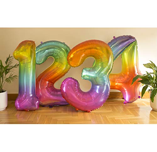 Globo Gigante Multicolor Numero de Cumpleãnos 0 I 101 CM Globo Años I Globo Numero 0 I Decoracion Fiesta Cumpleaños Niños I Globos Numeros Gigantes para Fiestas I Hinchar con helio o aire (Numero 0)
