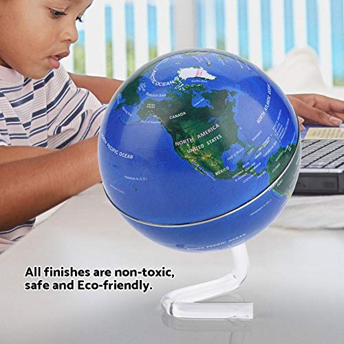 Globo Terráqueo Globo Educativo de Escritorio Tierra Giratoria con Soporte Geografía Nacional Spinning Herramientas de Ahorro de Energía para La Escuela Fuentes de La Oficina en El Hogar(Azul)