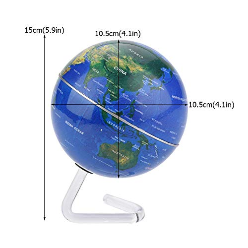 Globo Terráqueo Globo Educativo de Escritorio Tierra Giratoria con Soporte Geografía Nacional Spinning Herramientas de Ahorro de Energía para La Escuela Fuentes de La Oficina en El Hogar(Azul)