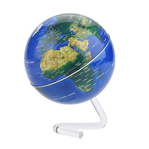 Globo Terráqueo Globo Educativo de Escritorio Tierra Giratoria con Soporte Geografía Nacional Spinning Herramientas de Ahorro de Energía para La Escuela Fuentes de La Oficina en El Hogar(Azul)