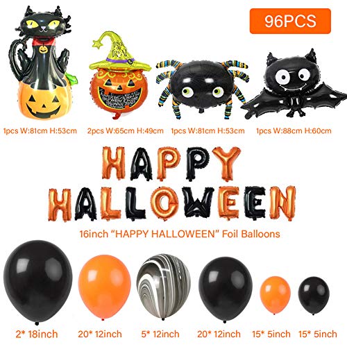 Globos de Decoración de Halloween,Kit de arco de guirnalda de globos de Halloween,decoración de fiesta incluye arcos de globos grandes para decoración de Halloween,calabazas y muchos más