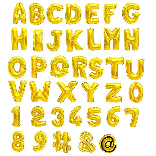 Globos de helio XXL de papel de aluminio, letras y números y caracteres en color dorado; plateado, 80 cm, gran decoración para fiesta de cumpleaños, boda, fiesta, plástico, 1 dorado., dorado