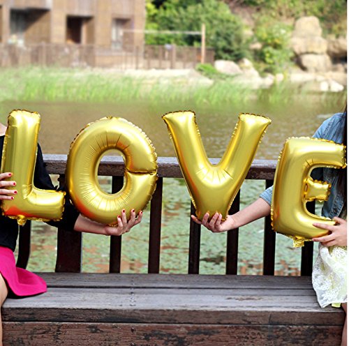 Globos en forma de letras y números, para bodas, etc., color oro y plata, dorado, Letter A