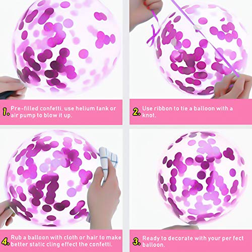 Globos Rosado y Blancos, Comius Sharp 60 Piezas Globos de Confeti Globos de Látex Rosado Blanco para Aniversario Bodas Decoraciones de Fiesta de Cumpleaños