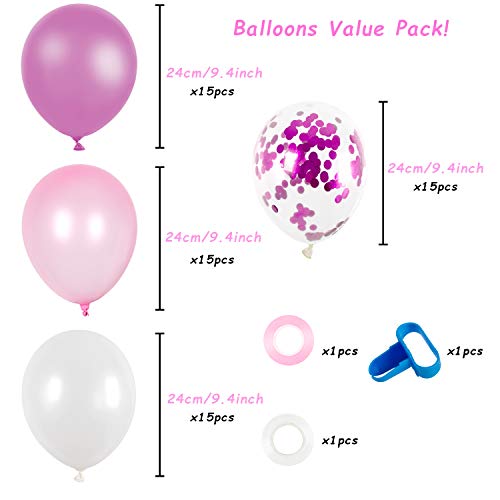 Globos Rosado y Blancos, Comius Sharp 60 Piezas Globos de Confeti Globos de Látex Rosado Blanco para Aniversario Bodas Decoraciones de Fiesta de Cumpleaños
