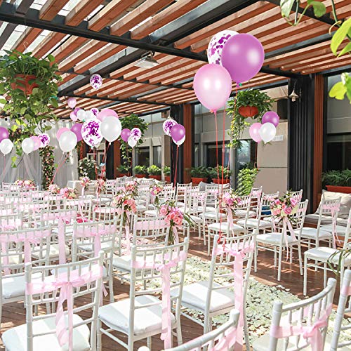 Globos Rosado y Blancos, Comius Sharp 60 Piezas Globos de Confeti Globos de Látex Rosado Blanco para Aniversario Bodas Decoraciones de Fiesta de Cumpleaños