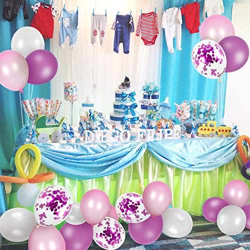 Globos Rosado y Blancos, Comius Sharp 60 Piezas Globos de Confeti Globos de Látex Rosado Blanco para Aniversario Bodas Decoraciones de Fiesta de Cumpleaños