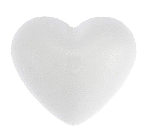 GLOREX 6 3803 731 poliestireno Corazón, poliestireno, blanco, aprox. 9 cm de altura, 1 pieza, ideal para elaborar y decorar