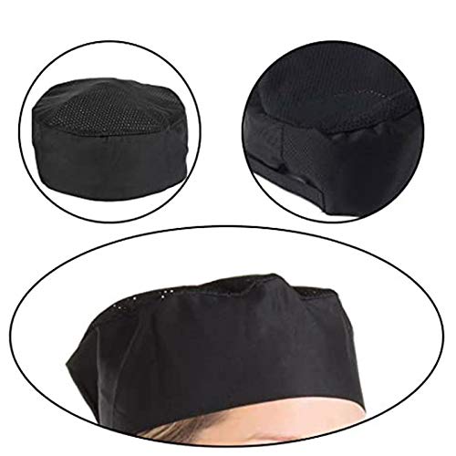 Glossia 3 Paquetes Sombrero de Cocinero Sombrero de Malla Gorro de Camarero Hombre y Mujer Gorro de Trabajo Tapa de Sushi Tapa Plana- Sombrero Unisex-un Tama？O