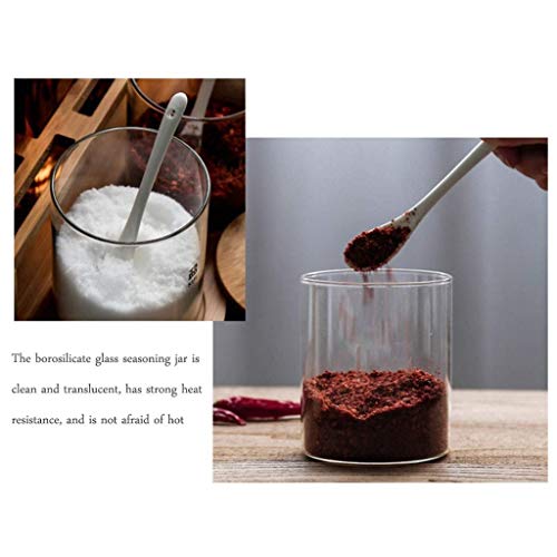 Glove Botella de condimento Cocina casera, Cerámica + Vidrio + Material de bambú Estante de Botella de Aceite Doble Sazonador Vinagre Tarro de condimento de Cocina