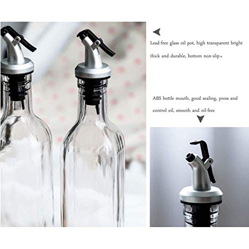 Glove Botella de condimento Cocina casera, Cerámica + Vidrio + Material de bambú Estante de Botella de Aceite Doble Sazonador Vinagre Tarro de condimento de Cocina
