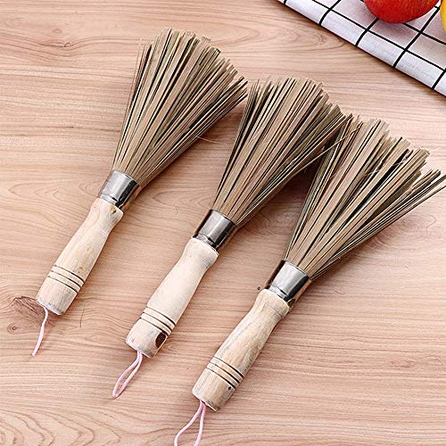 GLX 4 Trozo De Bambú Mango Largo Limpieza, Limpieza Escoba Wok Pincel De Bambú Sartenes Limpiar Pincel De Bambú Mango Largo para Las Cocinas Domésticas, Restaurantes, Equipo De Limpieza