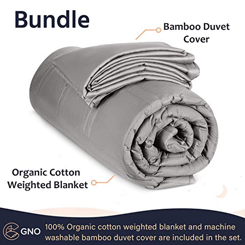 GnO Weighted Blanket -Manta Pesada para Adultos y Cubierta de Bambú 100% Orgánica - 5.4KG| 122x183cm -Manta Ponderada para Ansiedad, Insomnio o Estrés -Manta con Micro Perlas de Vidrio-Gris Claro