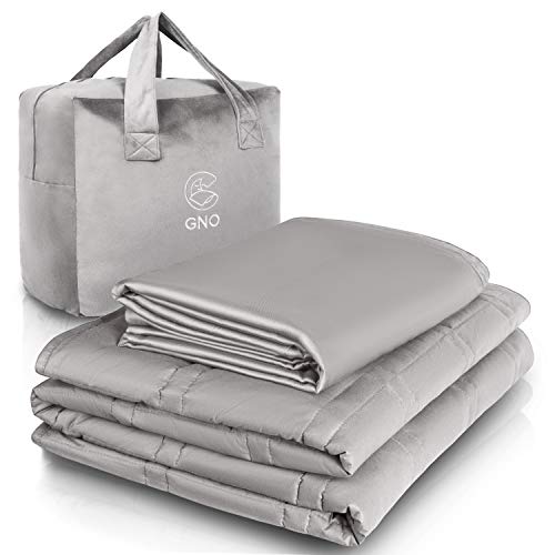 GnO Weighted Blanket -Manta Pesada para Adultos y Cubierta de Bambú 100% Orgánica - 5.4KG| 122x183cm -Manta Ponderada para Ansiedad, Insomnio o Estrés -Manta con Micro Perlas de Vidrio-Gris Claro