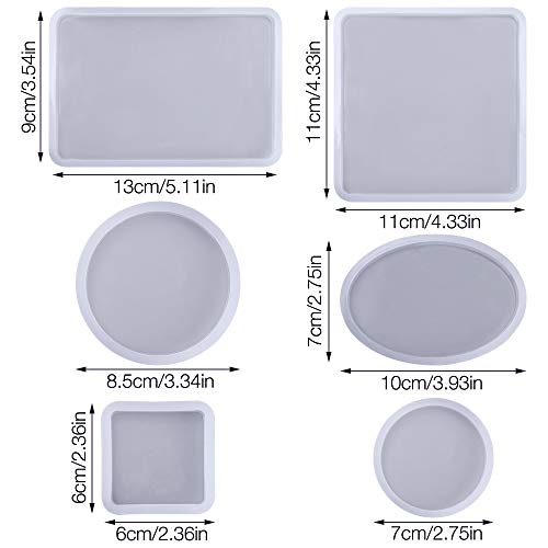 Gobesty Moldes de resina de silicona, 6 piezas Grandes diseños Moldes de resina epoxi Moldes de fundición de joyas de silicona redondos cuadrados Moldes de montaña para hacer joyas DIY Craft