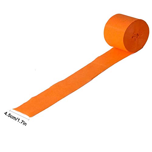 Gobesty Serpentinas de papel crepé, 5 rollos 25 M Decoraciones de papel Streamer para fiesta de cumpleaños Boda Navidad y varios festivales, naranja