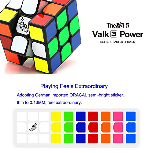 Gobus VALK 3 Power Cubo mágico Valk3 Cubo de Velocidad de Potencia Cubo de Rompecabezas 3x3x3 con un Soporte de Cubo y una Bolsa de Cubo (Negro)