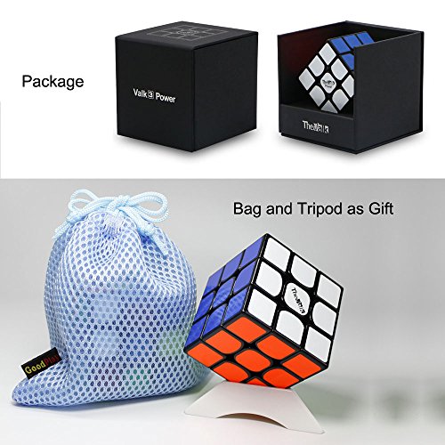 Gobus VALK 3 Power Cubo mágico Valk3 Cubo de Velocidad de Potencia Cubo de Rompecabezas 3x3x3 con un Soporte de Cubo y una Bolsa de Cubo (Negro)