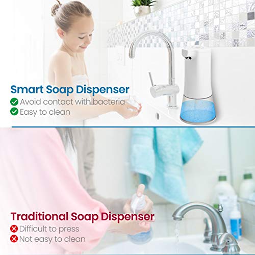 Godmorn Dispensador de jabón automático, 350ml USB Carga Dispensador de Jabón Sensor Infrarrojo Sin Contacto, IPX4 Volumen de Espuma Ajustable para los baños Cocina aseos oficinas hoteles