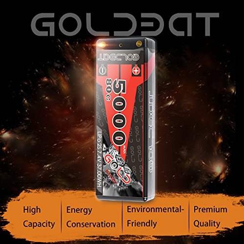 GOLDBAT Lipo RC batería 5000mAh 7.4V 80C 2S RC batería con Conector Deans-T para RC Coche Barco camión camión Truggy RC Hobby Shell Carcasa Dura (1 Paquete)
