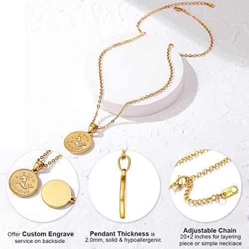 GoldChic Jewelry Tauro Colgante Acero Inoxidable Collar, horóscopo zodíaco 12 constelación, Chapado en 18K Oro, Cadena Ajustable, Gratis Caja de Regalo