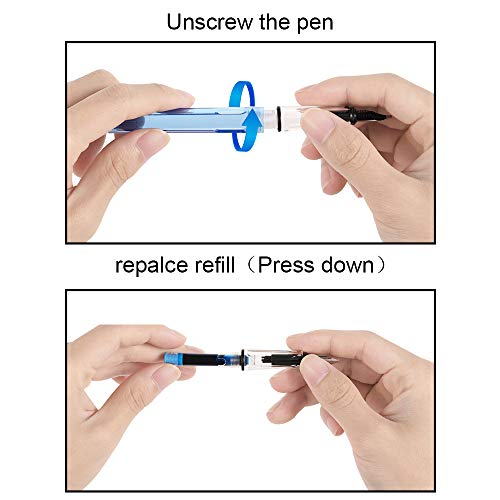 Goldge Pluma Estilográfica con 24 Cartuchos de Tinta，Pluma de escritura Perfecto Regalo para Niños y Adultos, Bolígrafos de Colores transparentes seis color, 6 Tipos de Puntas