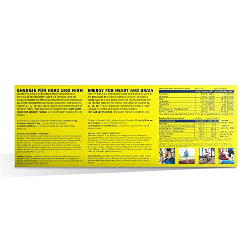 GoMo ENERGY GEL DE VITAMINA LÍQUIDO |+ 75mg de cafeína +complejo de vitamina B+ biotina + carbohidratos concentrados + dextrosa |Mayor rendimiento y resistencia |Acción directa y rápida |LEMON 7x60ml