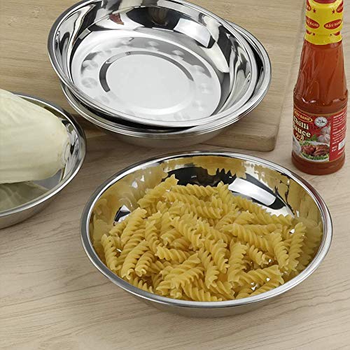 GOODGDN Plato Redondo Y Plato De Acero Inoxidable, Plato De Acero Inoxidable Plato Pequeño No Magnético Pulido Plato Pequeño 18cm 22cm.