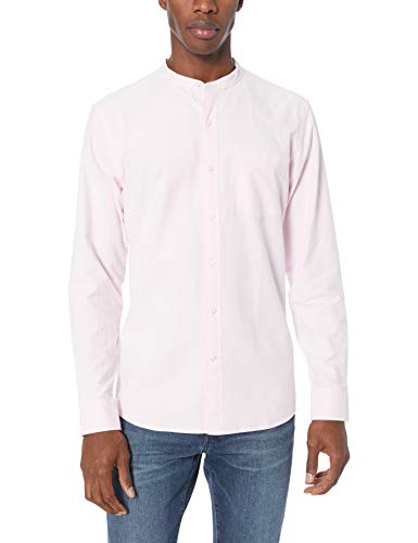 Goodthreads – Camisa Oxford de manga larga con cuello en banda de corte estándar para hombre, Rosa (Pink Pin), US L (EU L)