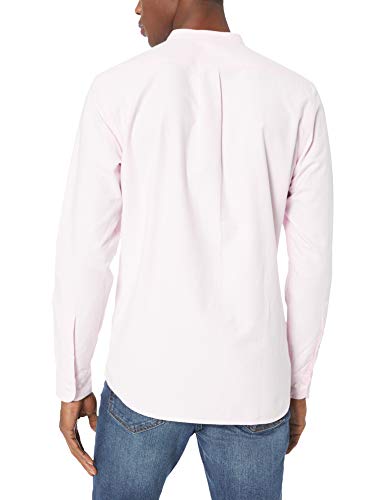 Goodthreads – Camisa Oxford de manga larga con cuello en banda de corte estándar para hombre, Rosa (Pink Pin), US L (EU L)