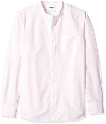 Goodthreads – Camisa Oxford de manga larga con cuello en banda de corte estándar para hombre, Rosa (Pink Pin), US L (EU L)
