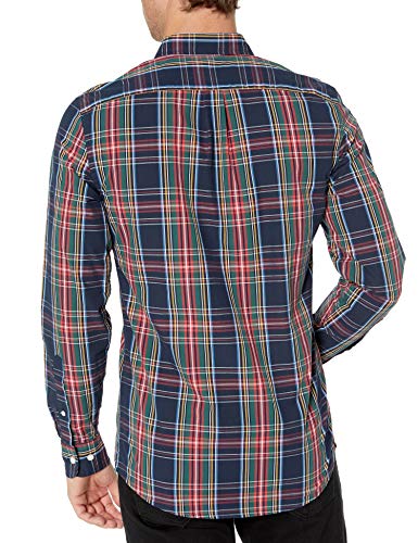 Goodthreads Slim-Fit Long-Sleeve Plaid Poplin Shirt button-down-shirts, Navy Oversized Tartan, S