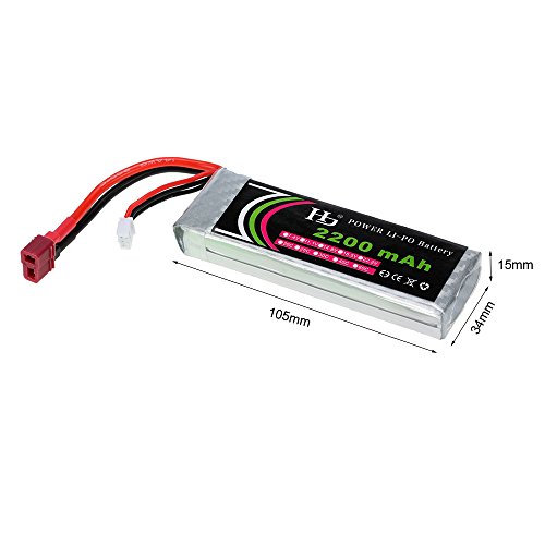 Goolsky Batería Lipo 25C 2S 7.4V 2200mAh con Enchufe T para RC Drone Avión Helicóptero Coche Barco Hobby