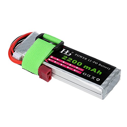 Goolsky Batería Lipo 25C 2S 7.4V 2200mAh con Enchufe T para RC Drone Avión Helicóptero Coche Barco Hobby