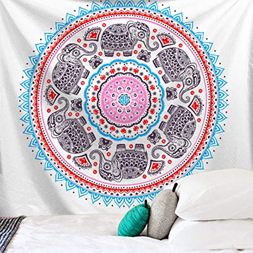 Gorgeous Store Elefante en Mandala Hippie de Bohemia intrincado Gitana India Pensamiento mágico Colgantes tapicería de la Pared, Boho Turbante Mantel 010 (Color : Style3, Size : 95 * 73cm)