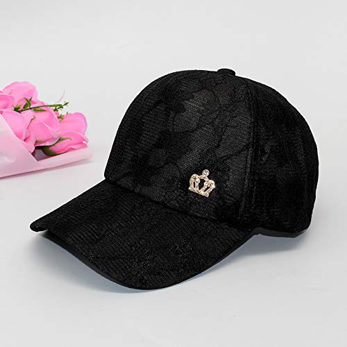 Gorra de béisbol Femenina versión Coreana de la Corona Salvaje de Moda de Encaje ala Curva Primavera y Verano Nueva Gorra de Pico Negro Sombrero al Aire Libre Femenino