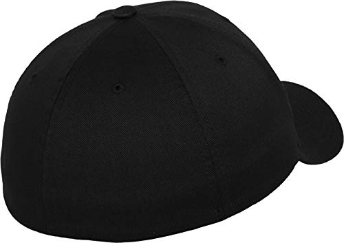 Gorra de béisbol Flexfit Wooly Combed de 6 paneles, unisex, para adultos y niños, unisex, 6277, negro/negro, xx-large